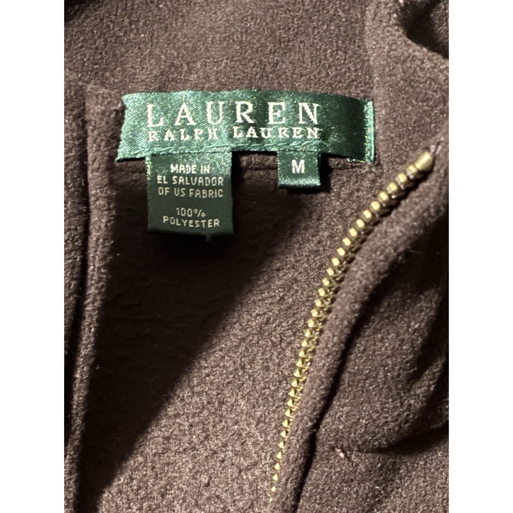 Lauren Ralph Lauren Mens‎ Brown Fleece Quarter Zip Shooting Patch Pullover M - Picture 2 of 4